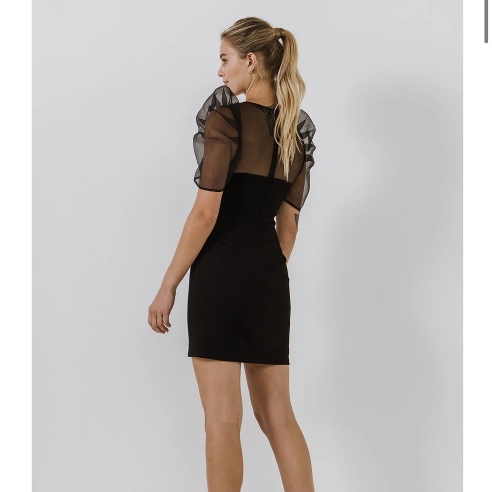 Endless Rose Black Organza Knit Stretch Mini Dress Small NWT - Picture 2 of 4